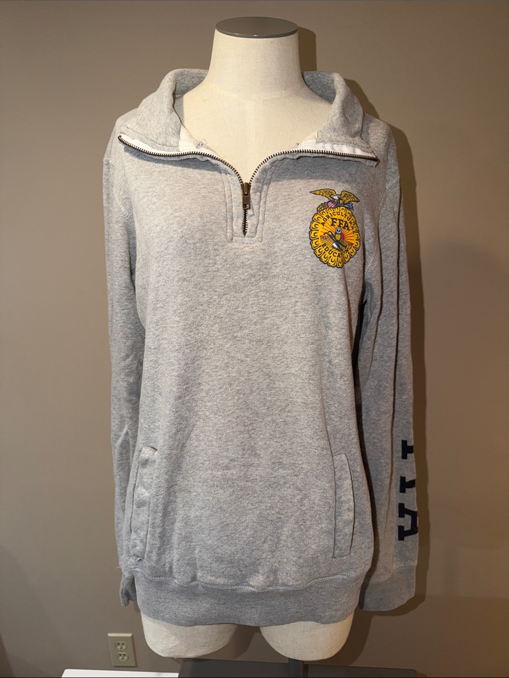 FFA Light Gray Half-Zip Sweater